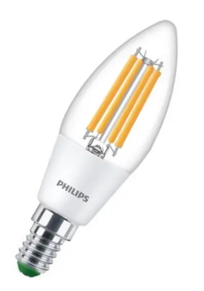 Philips LED Filament Master LEDcandle B35 klar 2,3-40W/827 warmweiß 485lm E14 220-240V Markenware